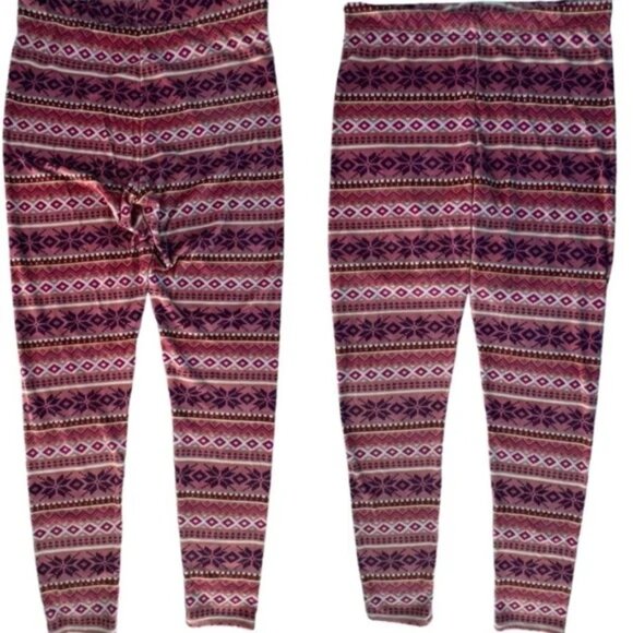Climateright by Cuddl Duds Pink Purple Aztec Fair Isle Super Soft Lounge Pants - Picture 3 of 7